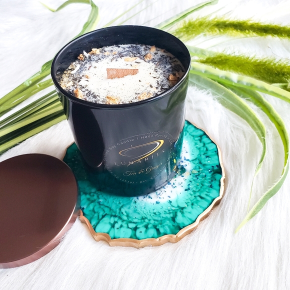 Black, Resin Geode Candle Coaster, Gift - Picture 6 of 13